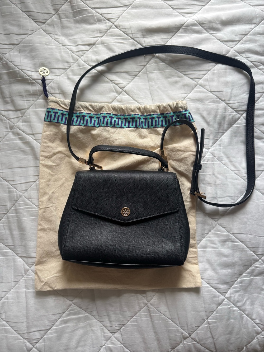 Tory Burch Black Top-Handle Satchel with Crossbody Strap